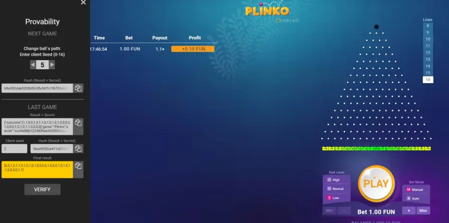 Plinko online game